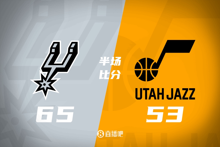 APP下载-马刺半场5人上双&amp;65-53领先爵士 文班填满数据栏 乔治14分